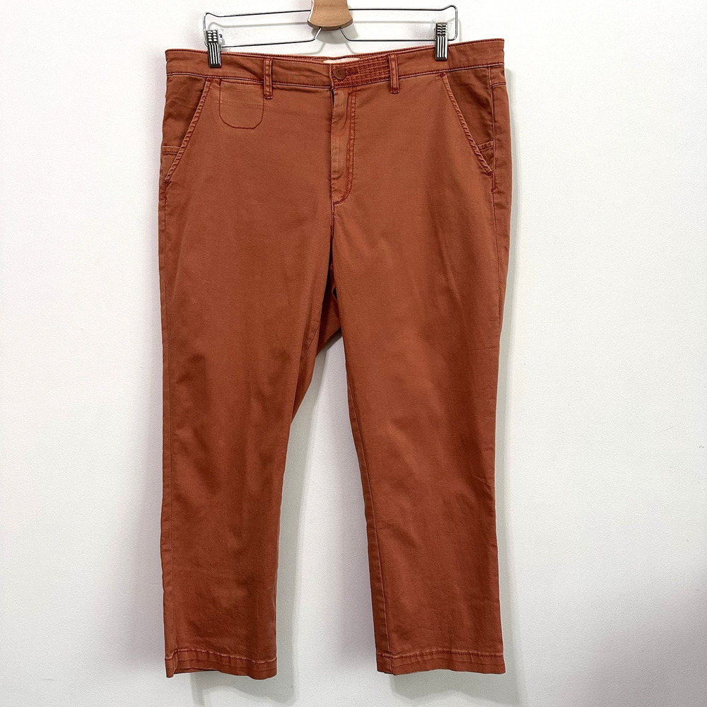 Anthropologie Chino‎ Pants 32 Slim Crop Rust Orange Casual Summer 38x25 Capri